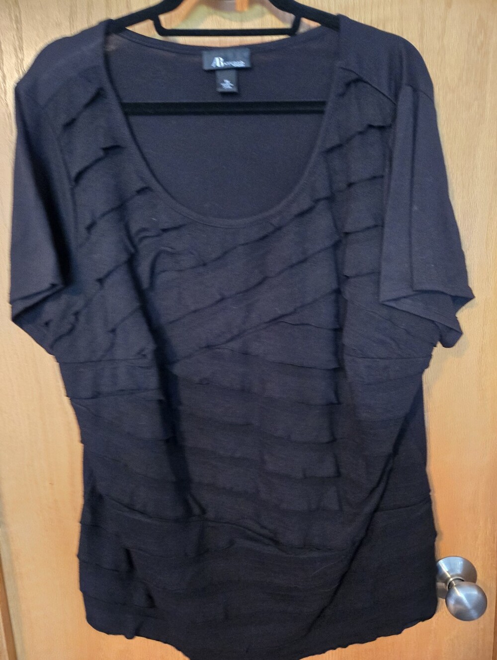 AB Studio Short-Sleeve Layered Ruffle Top